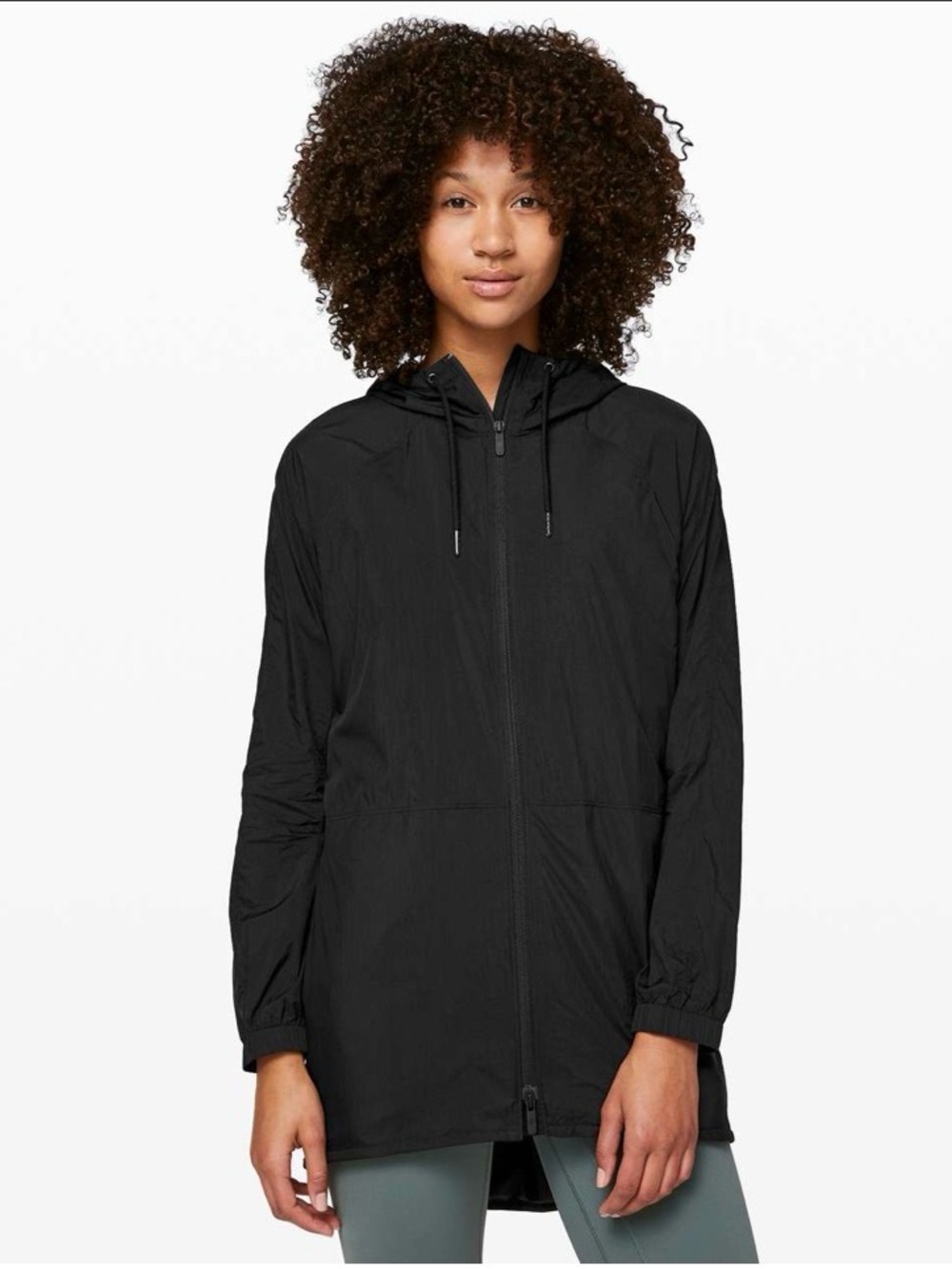 lululemon Seek the Sky Black Hooded Packable Utility Rain Jacket size 10